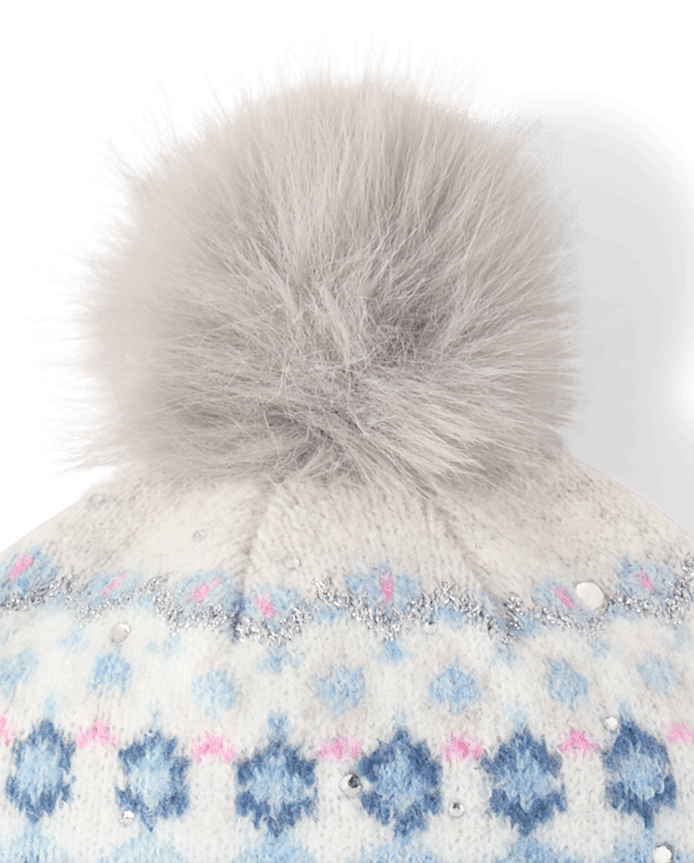 Girls Rhinestone Fairisle 2-Piece Cold Weather Set