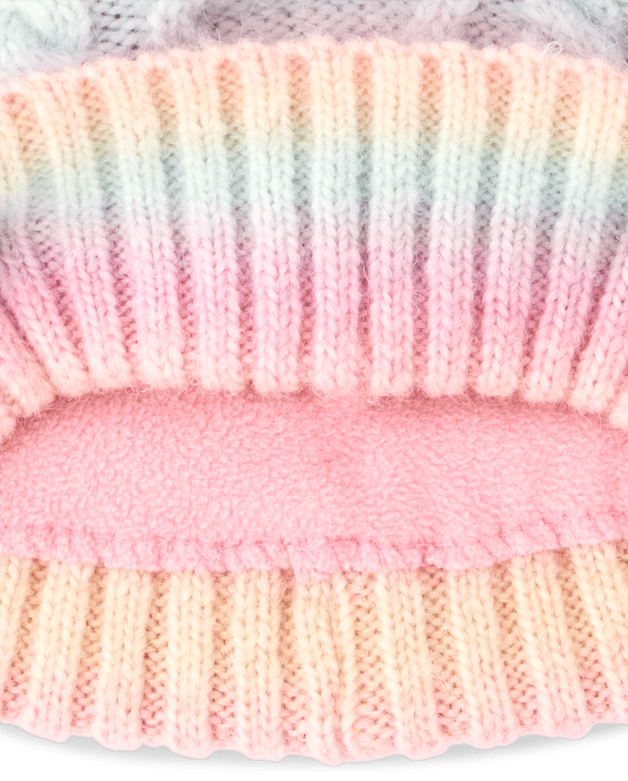 Toddler Girls Rainbow Cable Knit 2-Piece Cold Weather Set
