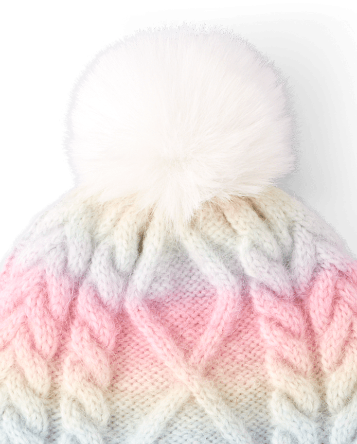 Toddler Girls Rainbow Cable Knit 2-Piece Cold Weather Set