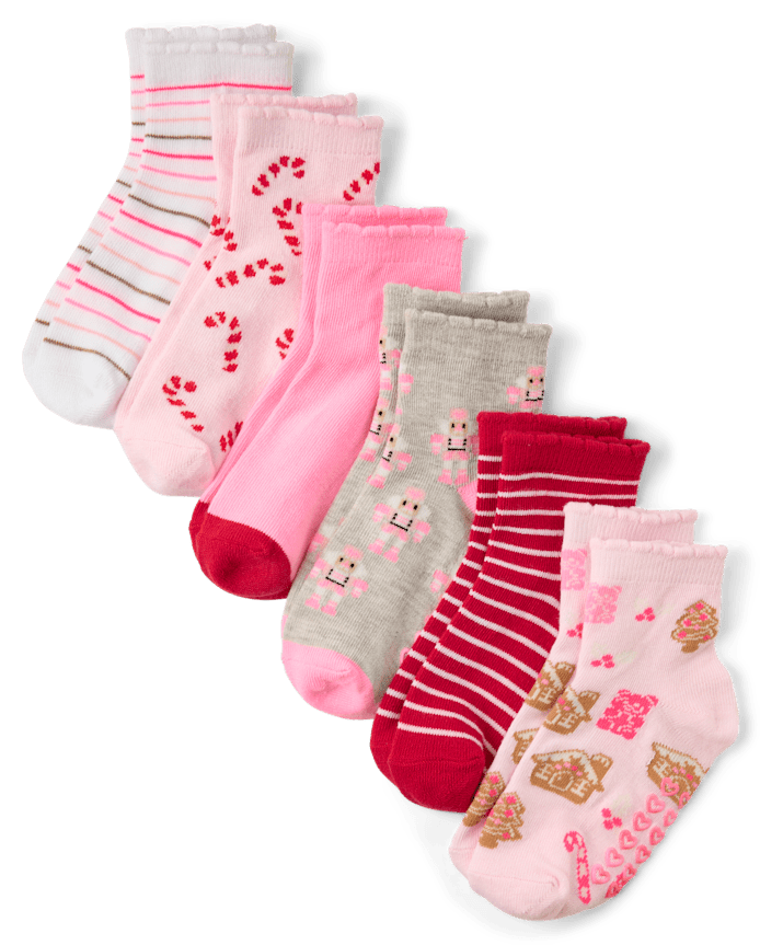 Girls Holiday Crew Socks 6-Pack