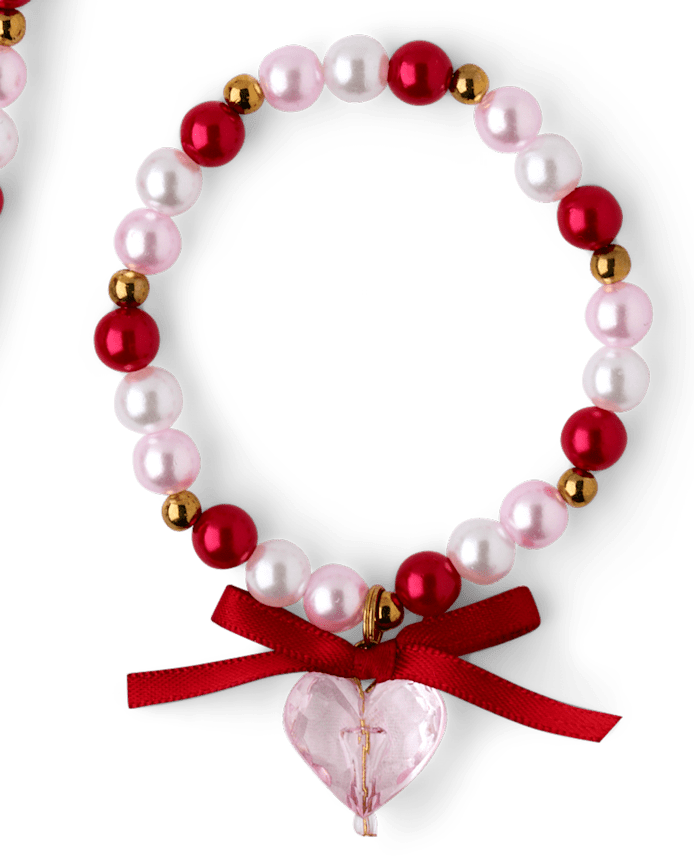 Girls Beaded Heart 2-Piece Jewelry Set