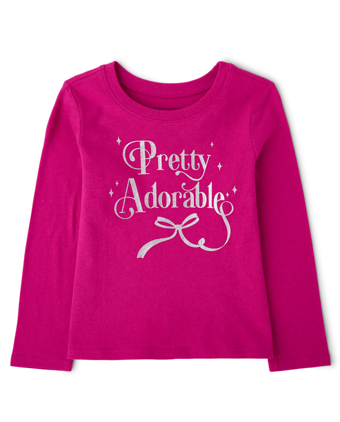 Baby And Toddler Girls Glitter Pretty Adorable Graphic Tee
