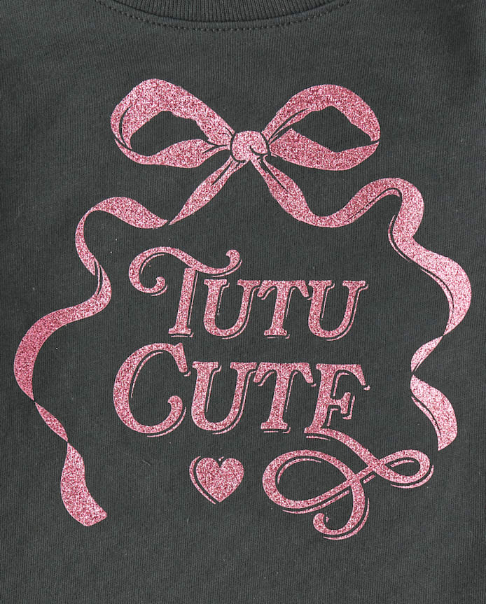 Baby And Toddler Girls Glitter Tutu Cute Graphic Tee