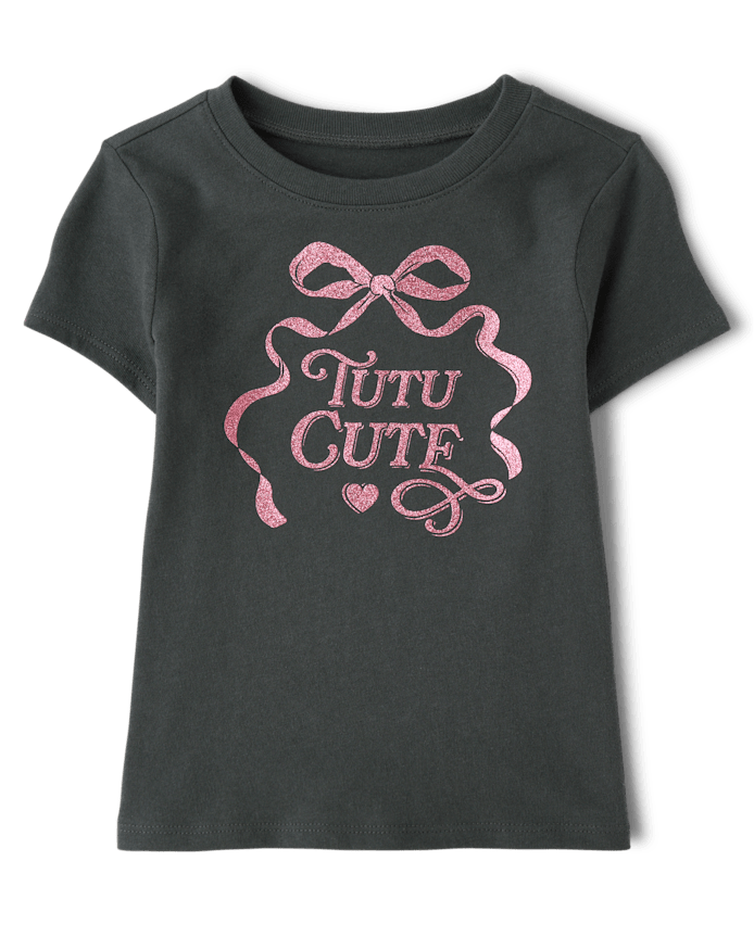 Baby And Toddler Girls Glitter Tutu Cute Graphic Tee