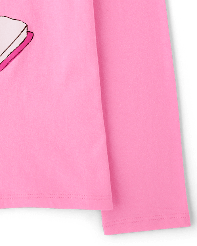 Girls Book Cat Graphic Tee