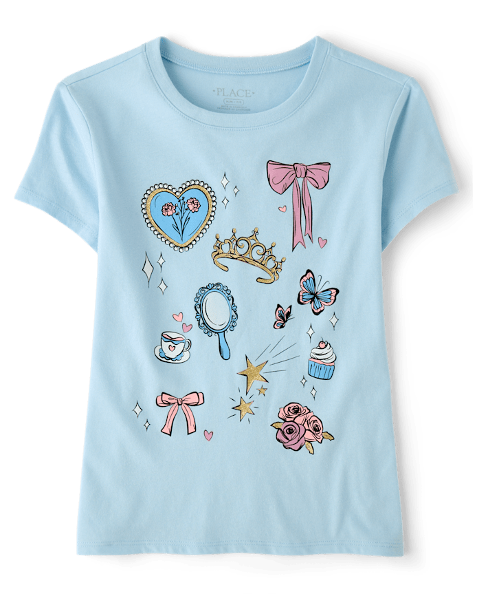 Girls Princess Doodles Graphic Tee