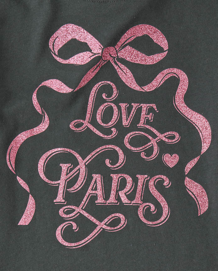 Girls Glitter Love Paris Graphic Tee