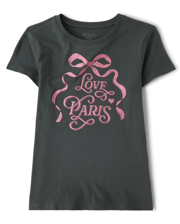 Girls Glitter Love Paris Graphic Tee