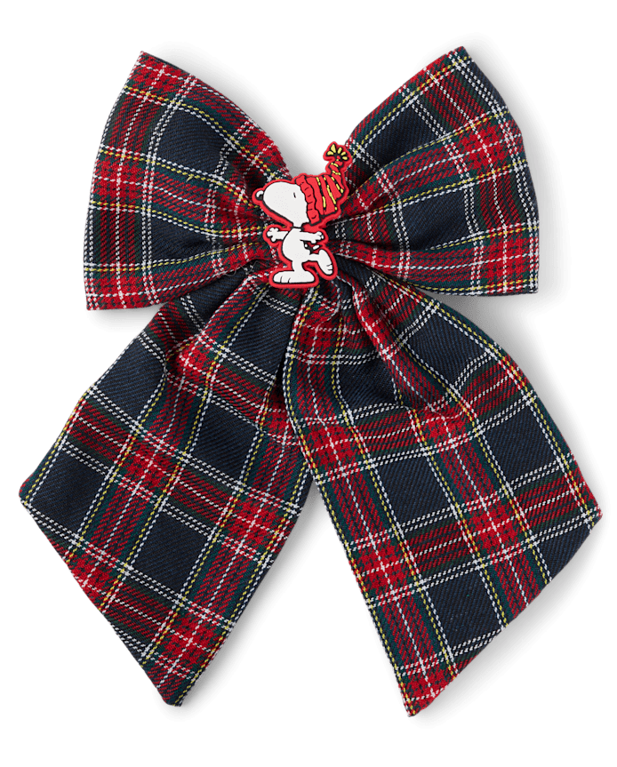Girls Snoopy™ Plaid Bow Hair Clip