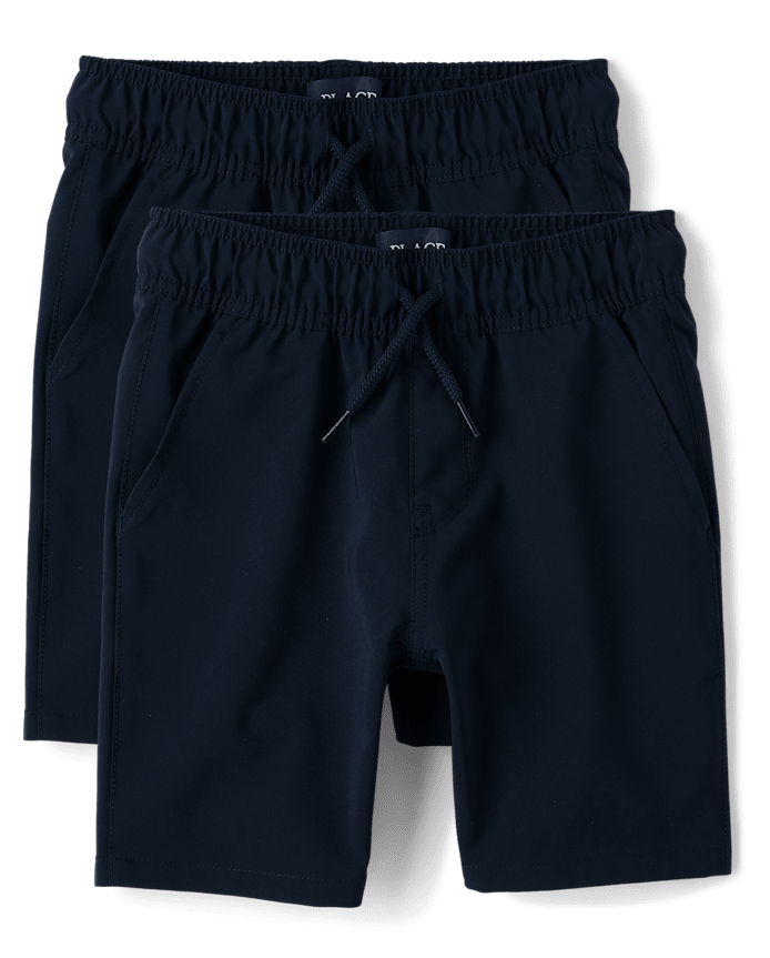 Boys Quick Dry Pull On Jogger Shorts 2-Pack