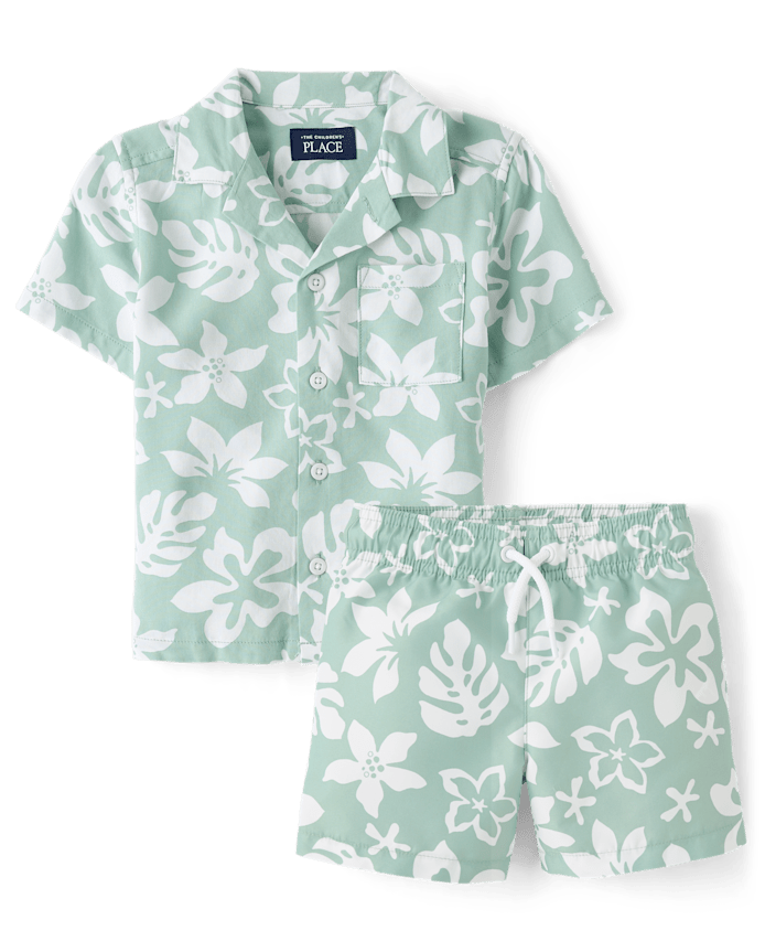 Baby And Toddler Boys Tropical 2-Piece Cabana Set