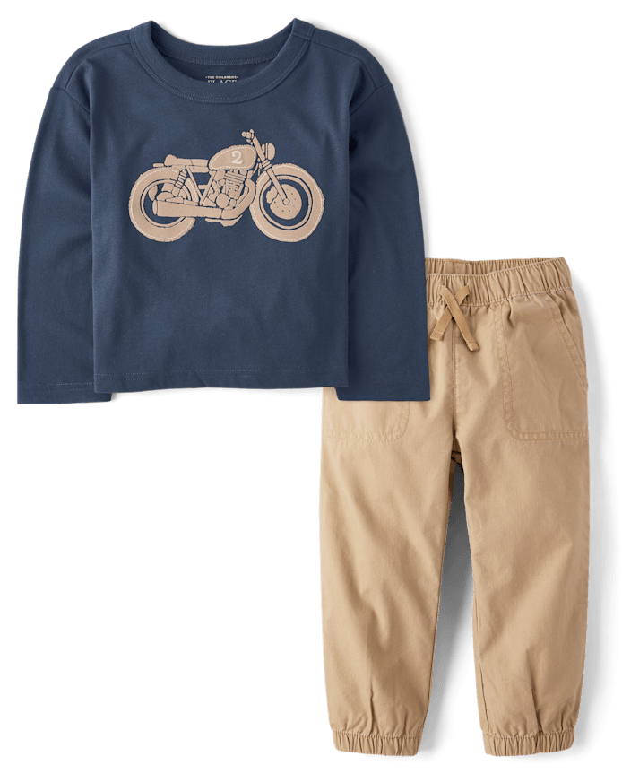 Baby And Toddler Boys Embroidered Vehicle 2-Piece Outfit Set
