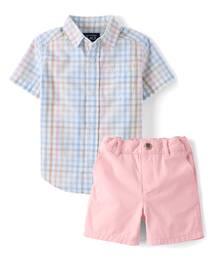 Baby And Toddler Boys Gingham 2-Piece Outfit Set