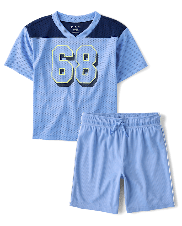 Kids Quick Dry Side Stripe Mesh 2-Piece Outfit Set