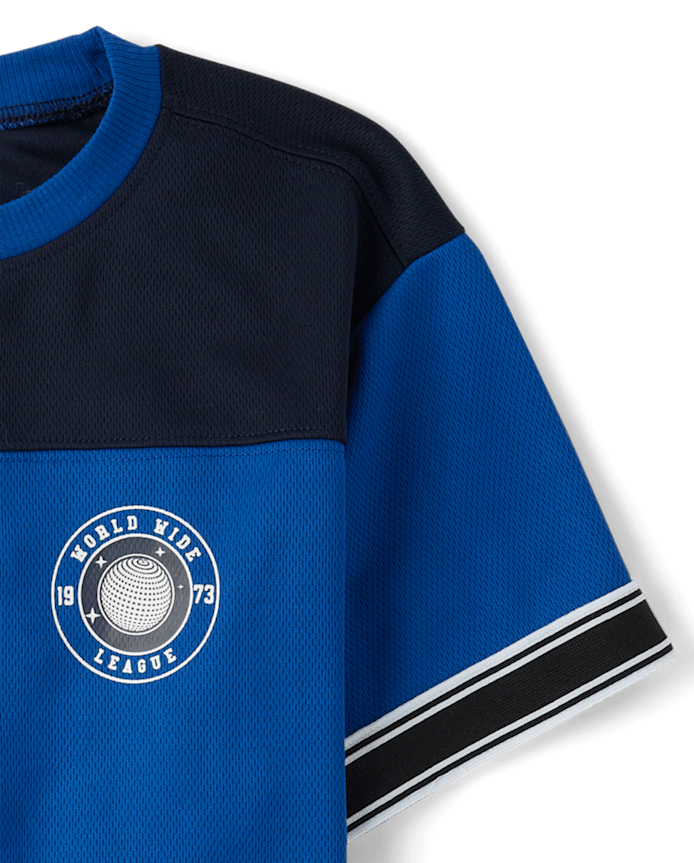 Boys Quick Dry Striped Hem 2-Piece Outfit Set