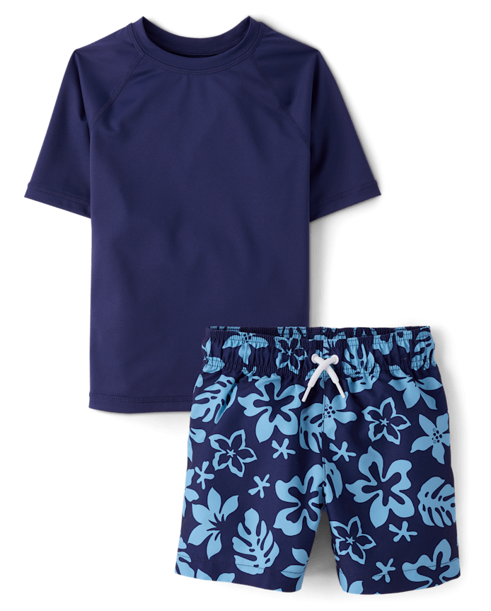 Boys Tropical Rashguard Swimsuit