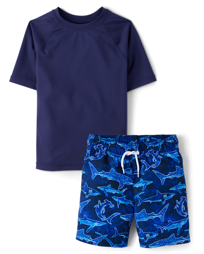 Boys Shark Rashguard Swimsuit