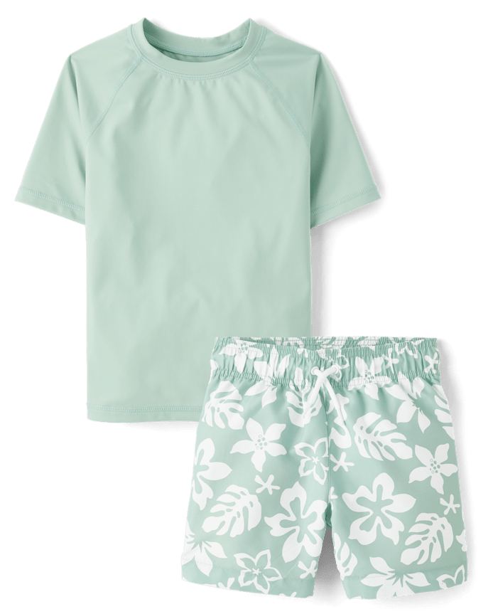 Boys Tropical Rashguard 2-Piece Swimsuit