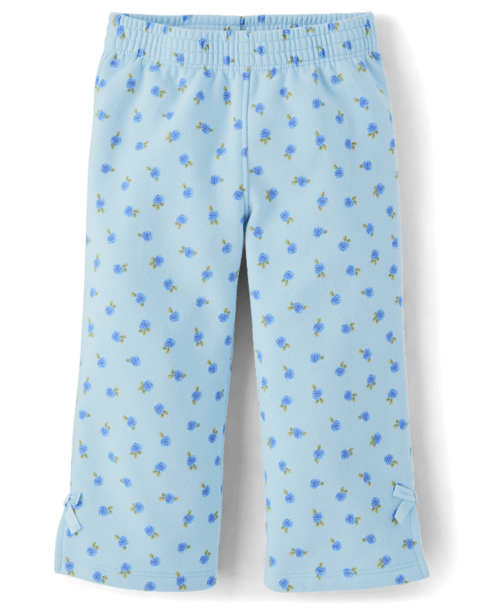 Toddler Girls Floral Bow Fleece 2-Piece Outfit Set