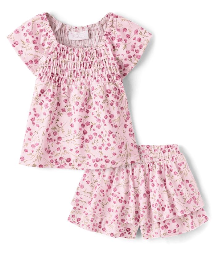 Toddler Girls Floral Flutter 2-Piece Outfit Set