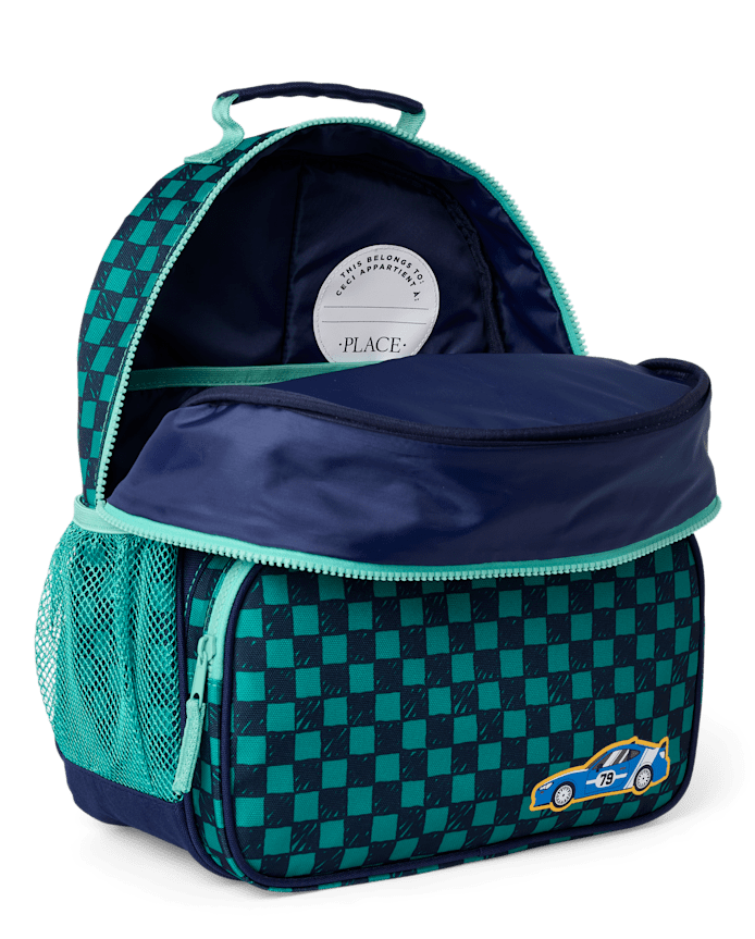 Toddler Boys Checkered Embroidered Patch Backpack 2-Piece Set