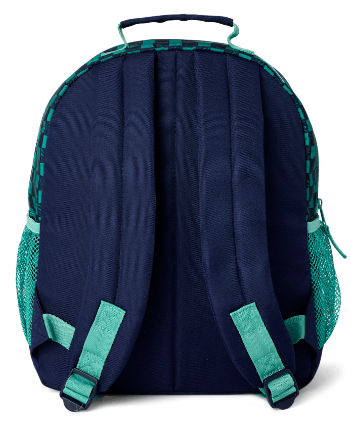Toddler Boys Checkered Embroidered Patch Backpack 2-Piece Set