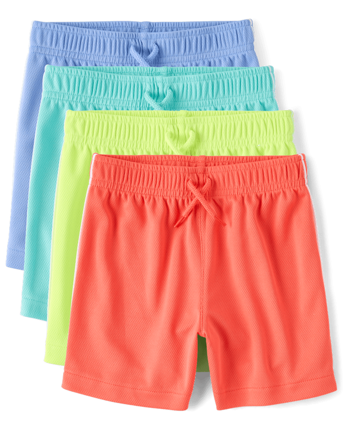 Baby And Toddler Boys Quick Dry Side Stripe Mesh Active Shorts 4-Pack