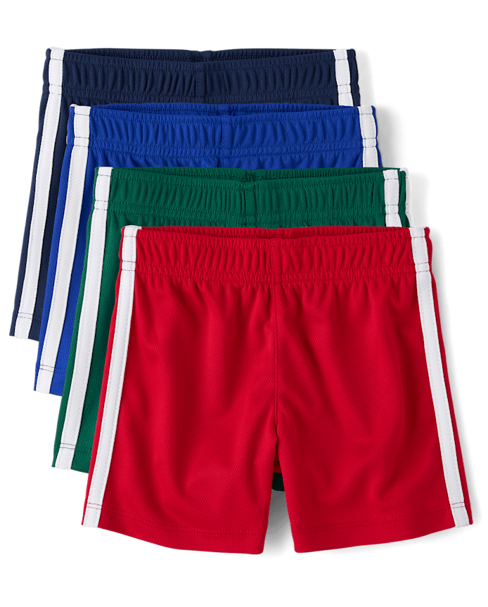 Baby And Toddler Boys Quick Dry Striped Lined Mesh Active Shorts 4-Pack