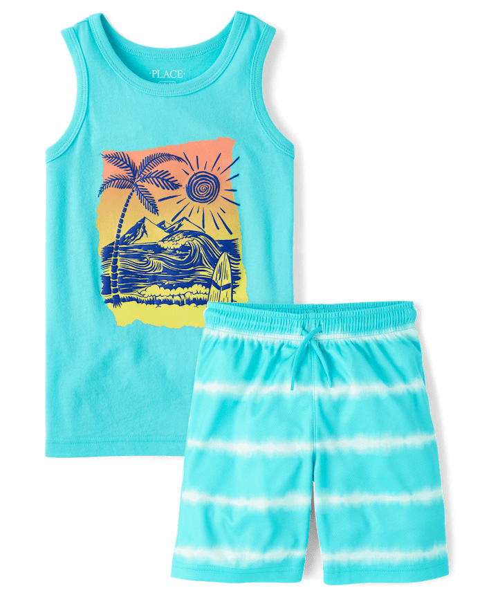 Boys Beach Scene 2-Piece Outfit Set