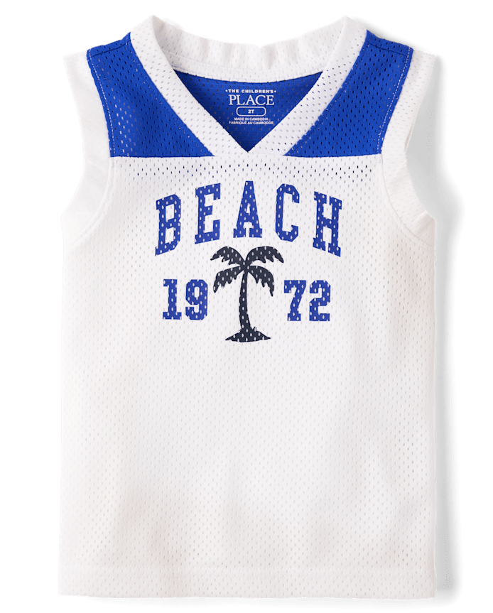 Baby And Toddler Boys Quick Dry Beach Varsity Mesh 2-Piece Outfit Set