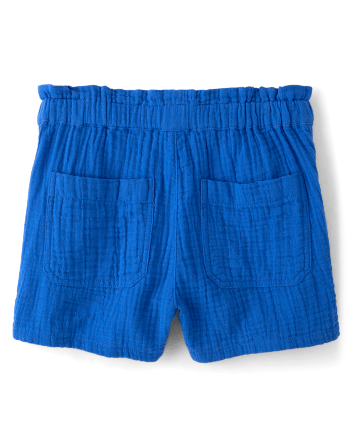 Girls Gauze Paperbag Waist Shortie Shorts 3-Pack