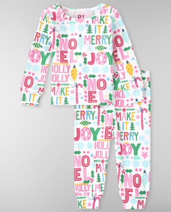 Baby And Toddler Girls Mommy And Me Make it Merry Snug Fit Cotton Pajamas