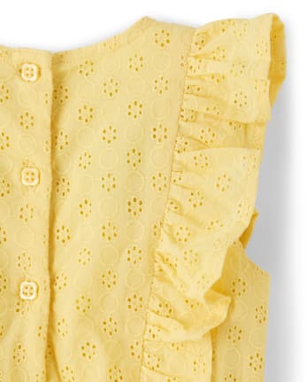 Girls Eyelet Romper - Pocketful Of Posies