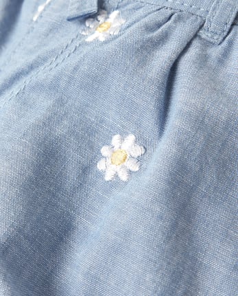 Girls Embroidered Daisy Shorts - Pocketful Of Posies