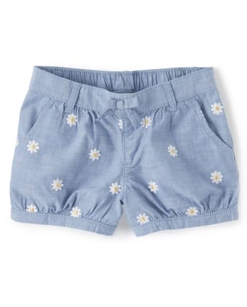Girls Embroidered Daisy Shorts - Pocketful Of Posies