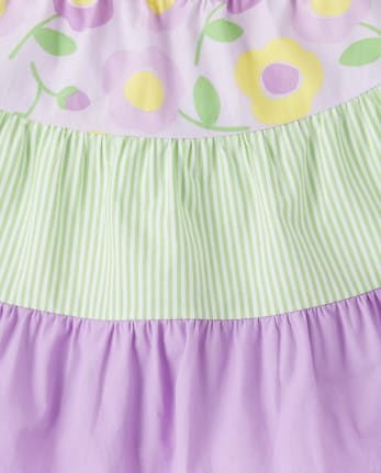 Jupe-short fleurie à plusieurs niveaux pour filles - Poche pleine de bouquets