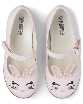 Girls Bunny Faux Leather Ballet Flats