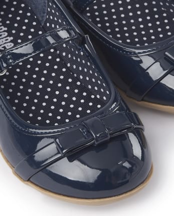 Girls Bow Ballet Flats - Playful Poppies