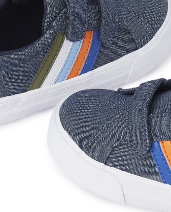 Baskets basses rayées pour garçons - Baleine Hello There