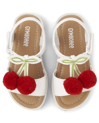 krak Site line frokost Girls Pom Pom Cherry Faux Leather Sandals - Very Cherry | Gymboree - WHITE