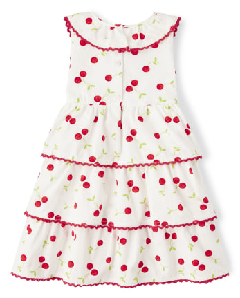 Girls Cherry Tiered Dress - Very Cherry