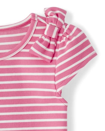 Girls Embroidered Striped Dress - Playful Poppies