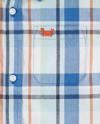 Boys Plaid Button Up Shirt - Whale Hello There