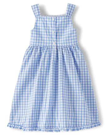 Girls Gingham Ruffle Dress - Sunny Daisies