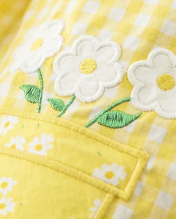 Robe vichy en pot de fleurs appliquée pour filles - Sunny Daisies