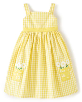 Robe vichy en pot de fleurs appliquée pour filles - Sunny Daisies