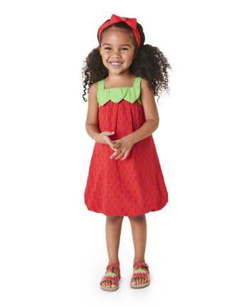  Little Girls Party Dresses Red Strawberry Sleeveless