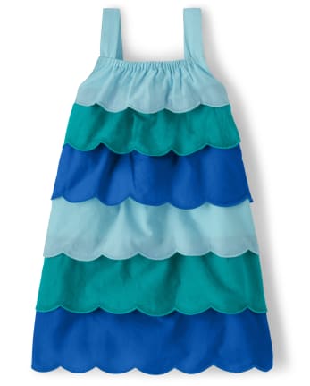 Girls Scalloped Tiered Dress - Under The Sea