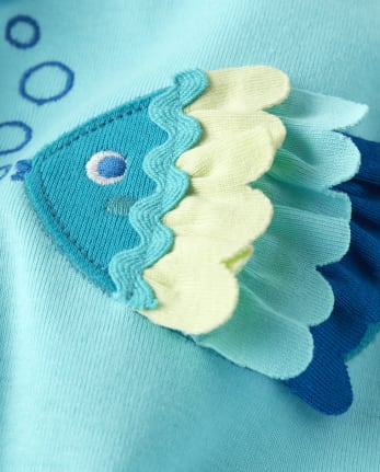 Camiseta sin mangas con peplum de pez bordado para niñas - Bajo el mar