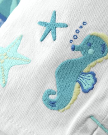 Girls Embroidered Jellyfish Cropped Jeans - Under The Sea